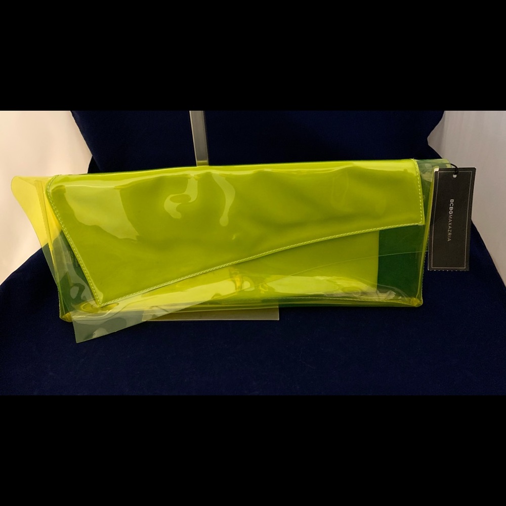 BCBGMAXAZRIA ENVELOPE GREEN TRASPARENTE BAG